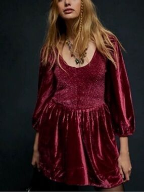 Free People Farrier Velvet dress medium boysenberry bohemian renaissance style